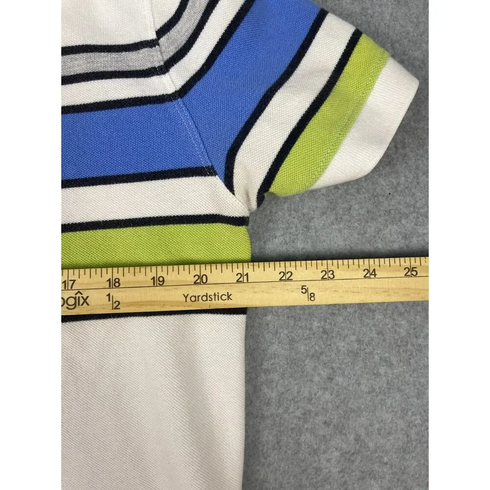 Banana Republic Polo Shirt Men's Size‎ L White Blue Green Color Blocked Retro